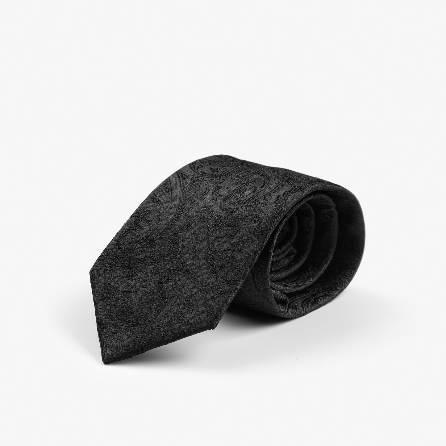Giftbox Solid Paisley Tie Black