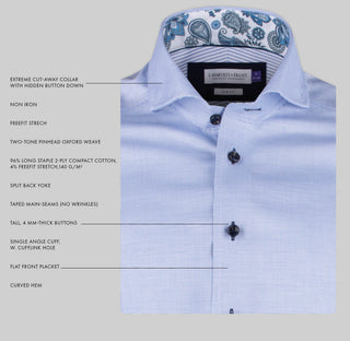 Purple Bow 145 Mid Blue Non-Iron – shirt product image, 35/36 XS, Slim fit, Mid Blue