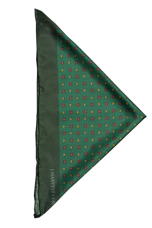 Handkerchief/Pocket Square - Silk Floral Green