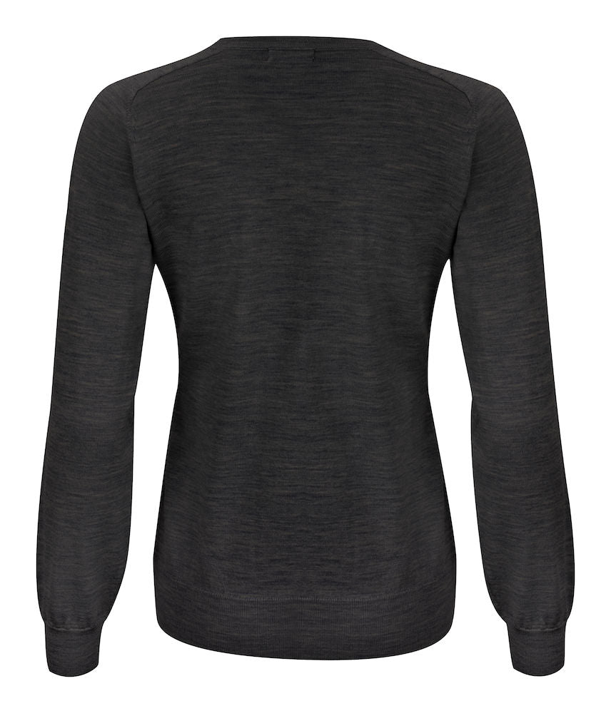 Merino Sweater V-Neck Woman Grey Melange