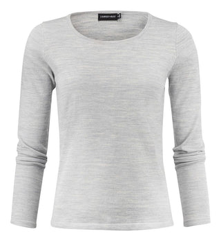 Merino Sweater U-Neck Woman Lt Grey Melange