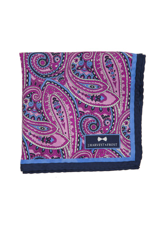 Silk Paisley Pocket square - 488 Pink