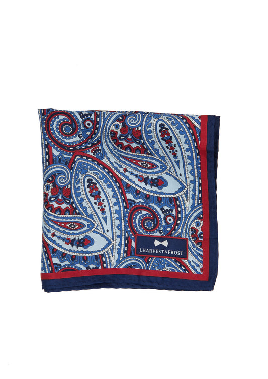 Silk Paisley Pocket square - 588 Blue