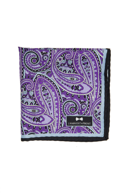 Silk Paisley Pocket square - 888 Purple