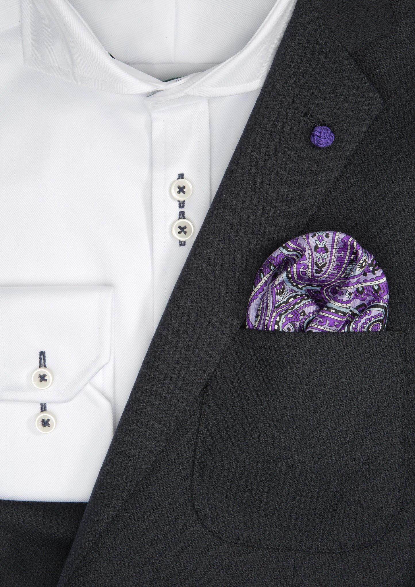 Silk Paisley Pocket square - 888 Purple
