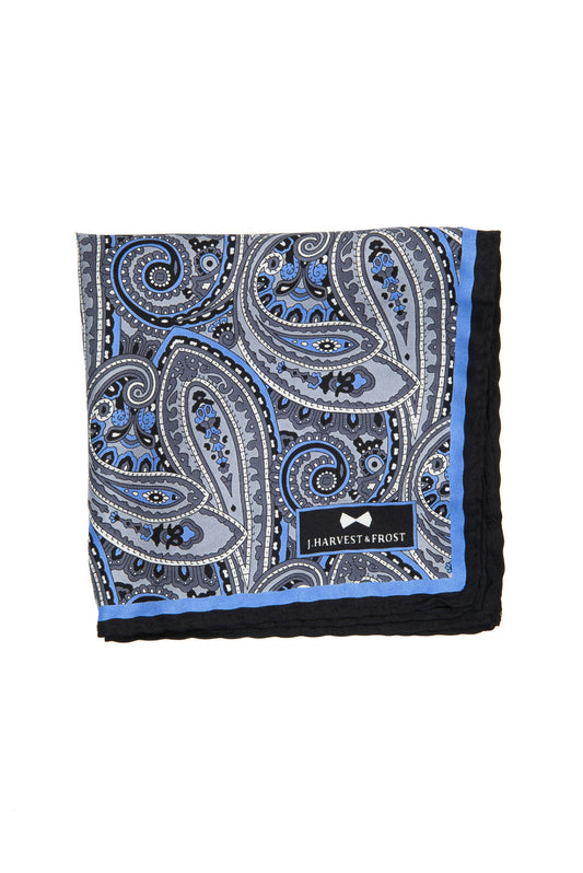 Silk Paisley Pocket square - 988 Grey