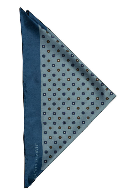 Handkerchief/Pocket Square - Silk Floral Sky Blue